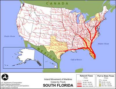 Inland Movement of Maritime Cargo by Truck from South Florida, U.S. Department of Transportation.