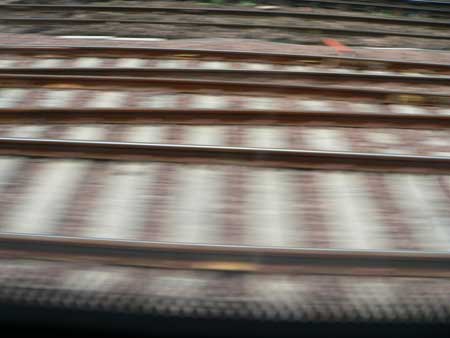 Tracks from a railroad car