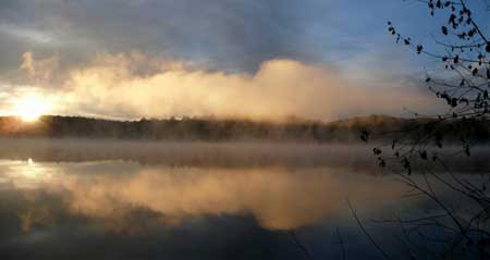 Panorama of Walden Pond on a fall morning, 2007