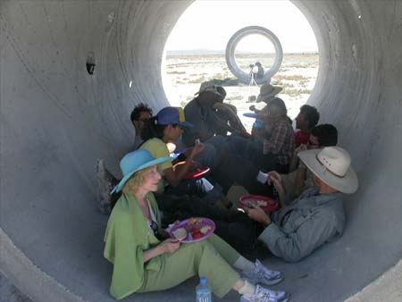 Lunch at Sun Tunnels, near Lucin, Utah, 2004, photograph by Beatrice Thomas