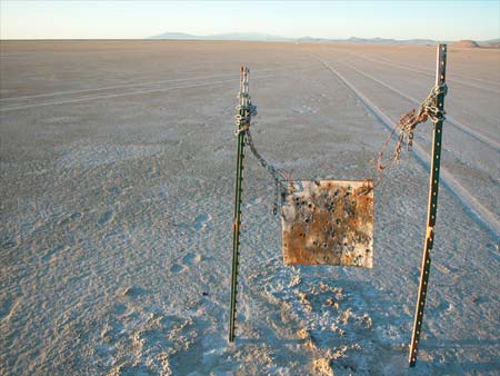 Traces on the playa, south of Wendover, Utah, 2004, photograph by Ben Tremper