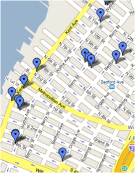 The many switchbacks that I travelled as I followed the one way streets
from Kent Avenue to Driggs Avenue spotting Miss 17s on the walls of places such
as The Brooklyn Brewery, an abandoned Sugar factory and buildings along the
waterfront
