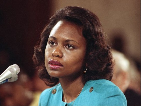 Anita Hill testifying before Congress in 1991 at the Clarence Thomas Supreme Court confirmation hearing