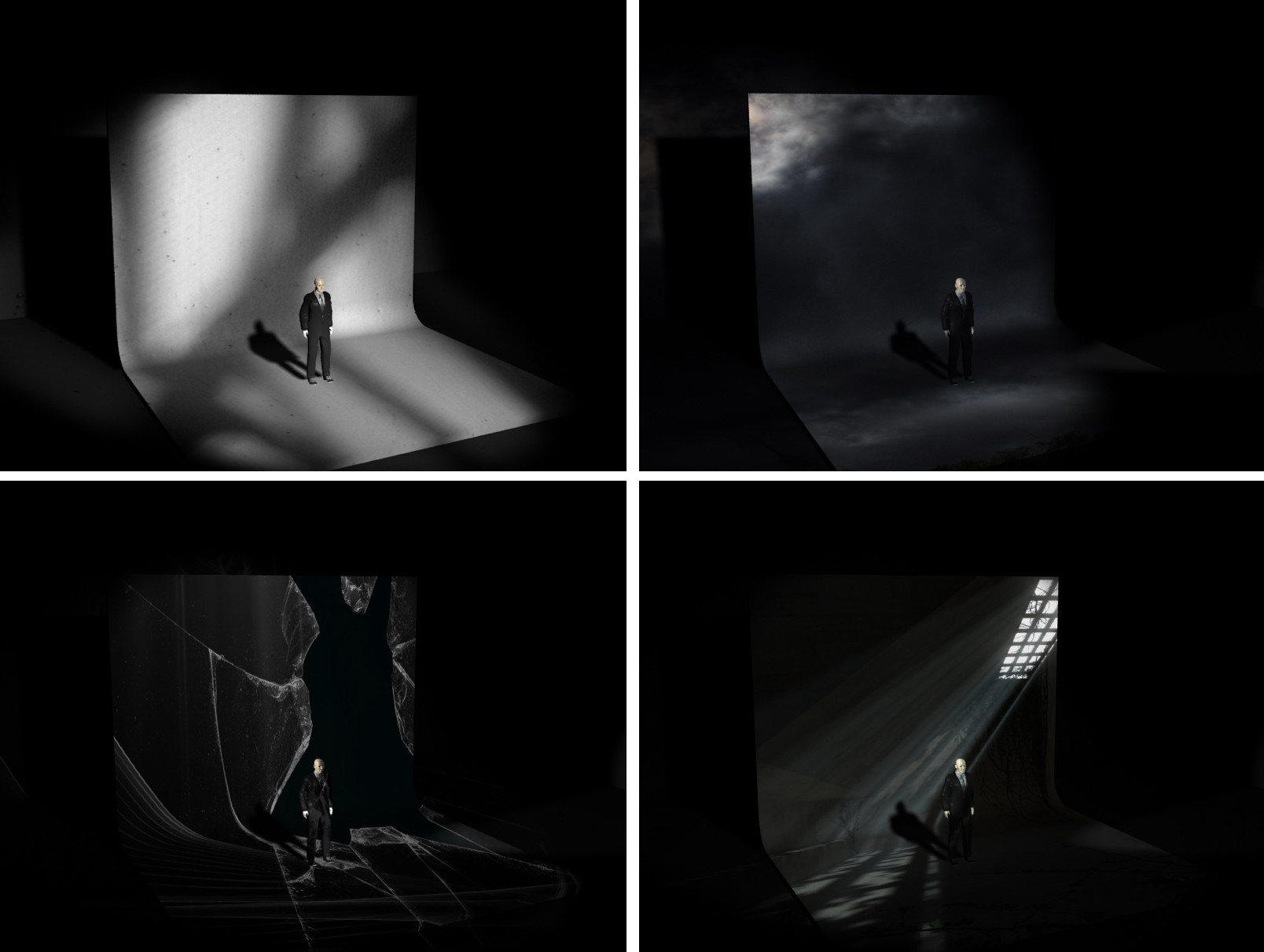 Pre-visualisation images for Man of Valour created by designer Jack Phelan.