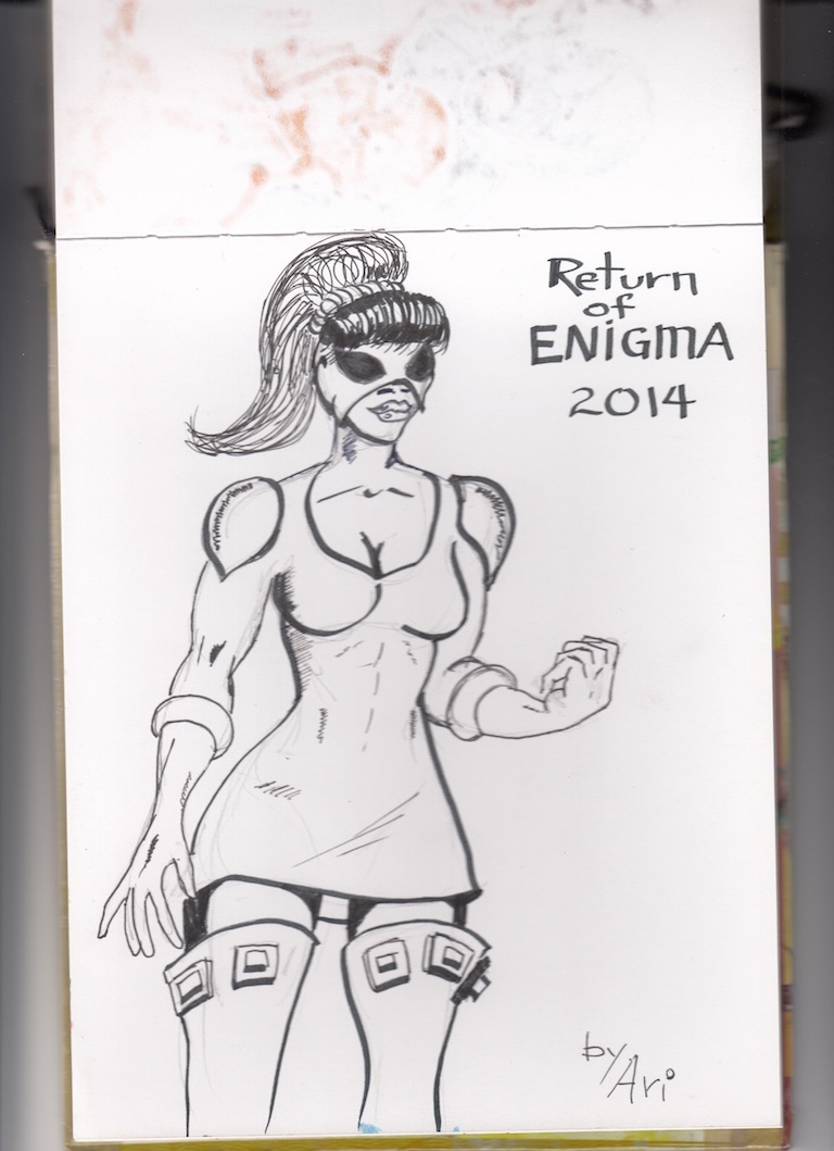 A sketch for the comic series Enigma.